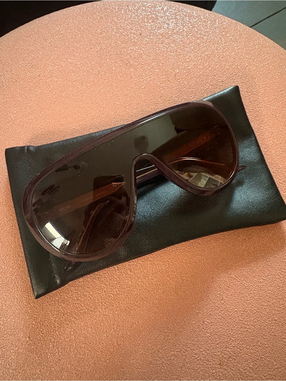 Quay Set List Aviator/Shield Sunglasses - Purple Frame, Dark Brown Camel Lens - Picture 3 of 11